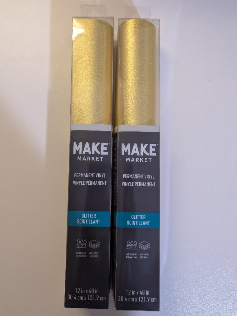 Set of 3 Michael's Make Market Permanent Vinyl Rolls Gold Glitter 12"x48"